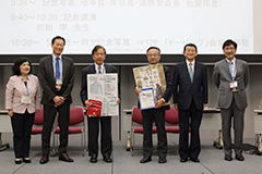 福本真理子先生（JSCT連携担当），務台衛（JSOT45年会長），永沼章先生（JSOT理事長），須崎紳一郎先生（JSCT代表理事），嶋津岳士先生（JSCT大会長），菅野純先生（JSOT連携担当）